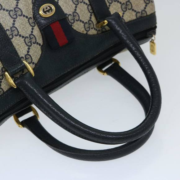 GUCCI GG Supreme Sherry Line Hand Bag PVC Navy Red 40 02 006 Auth 69897 - Picture 8 of 16
